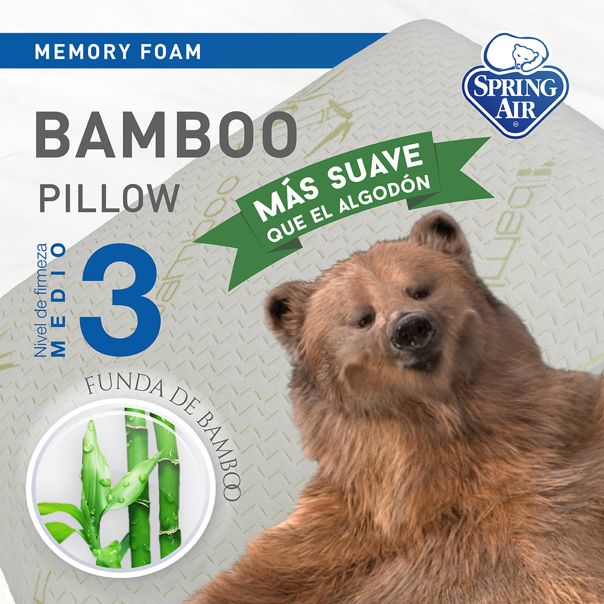 Cozy Paquete De Almohadas Spring Air Bamboo Almohada Spring Air